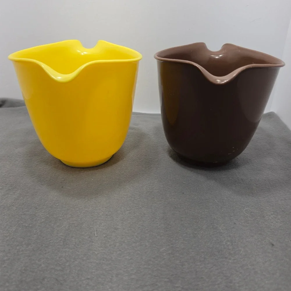 Vintage Tupperware 1.4L Measuring Mixing Pitcher Set Yellow Brown Retro 6 Cup  G